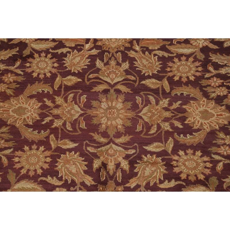 Floral Purple Agra Indian Area Rug Hand-Knotted Wool Carpet - 8'0"x 10'1"