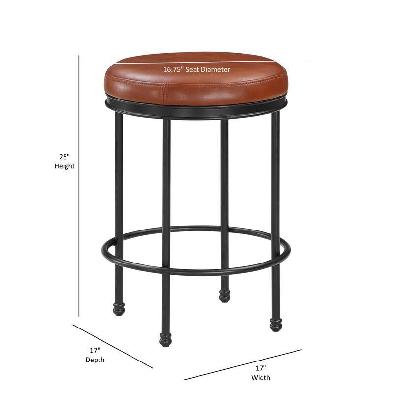 Faux Leather Backless Counter Height Stool