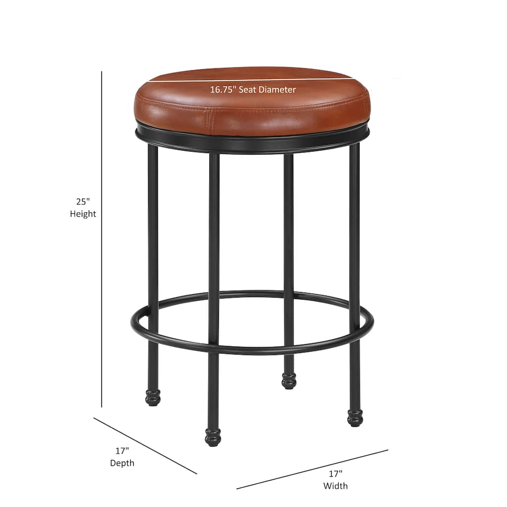 Faux Leather Backless Counter Height Stool