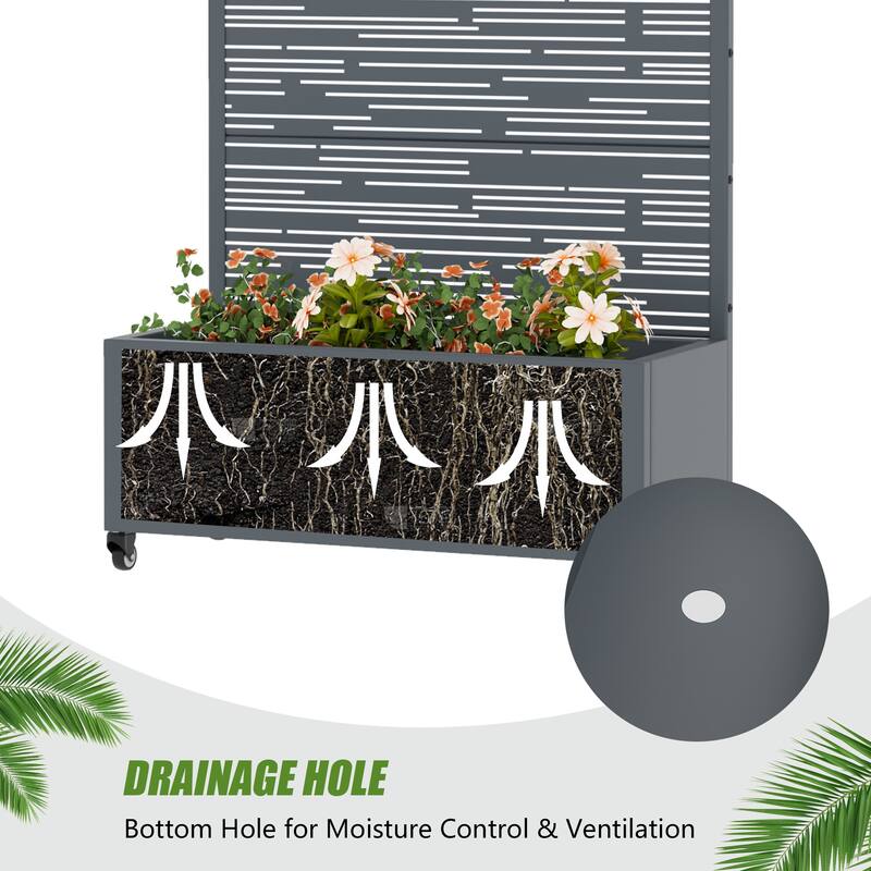 Raised Garden Bed Planter with Trellis Movable Planter Box with Lockable Wheels