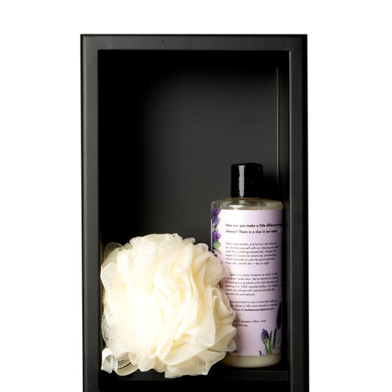 ALFI brand 8" x 36" Black Matte Stainless Steel Vertical Triple Shelf Bath Shower Niche