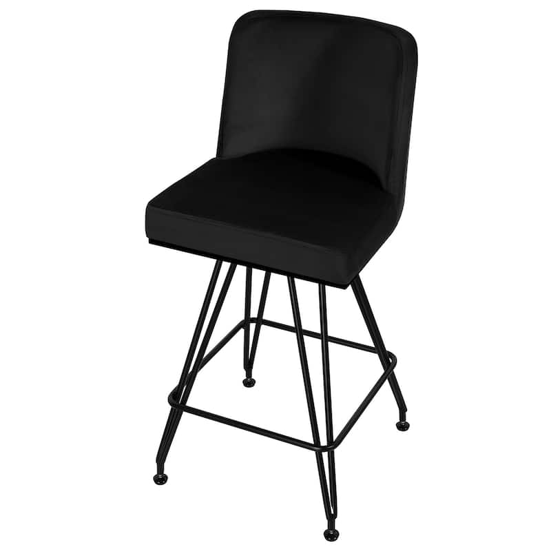 26" Leather/Velvet Swivel Counter Height Bar Stools - 38.2"H x 17.7"W x 19.1"D