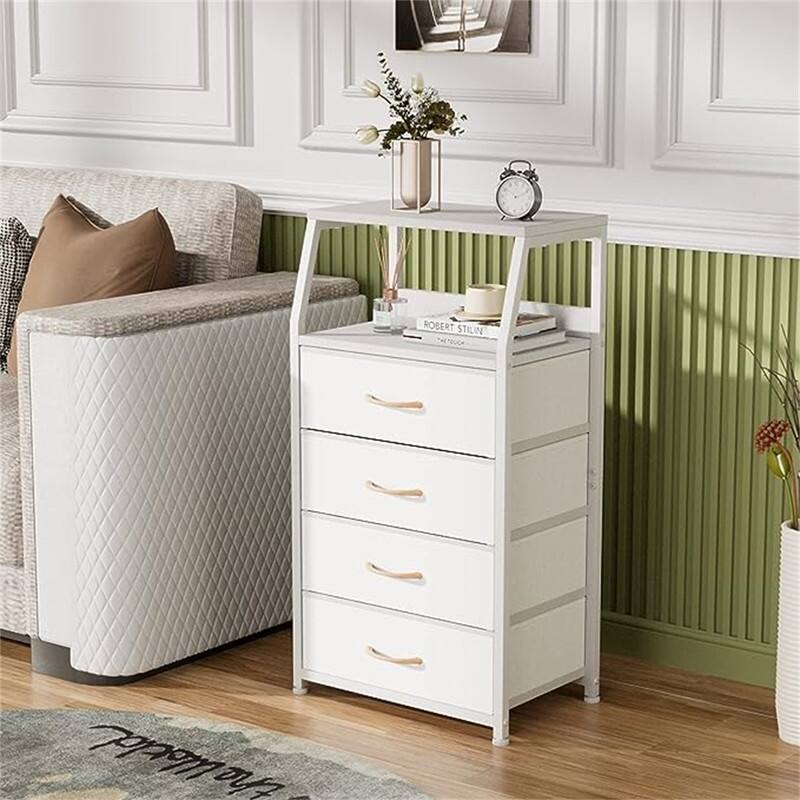 Tall 4 Drawers Night Stands - White
