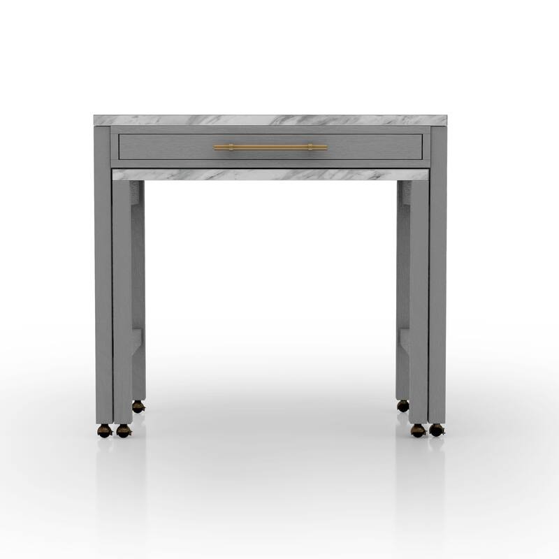 Delware Glam Grey Wood 5-Piece Barstool and Extendable Table Set for Small Space by Furniture of America