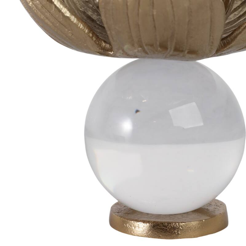 Metal Sculpture Flower Statue with Orb Base Decorative Style - 5" Gold - 5.5" x 5.5" x 5"