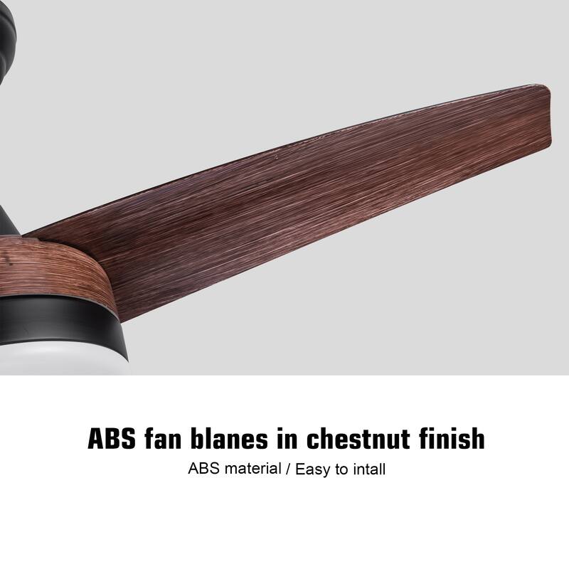 42 in. Black modern Ceiling Fan with Light and Remote Control, Reversible DC Motor - 42 Inches