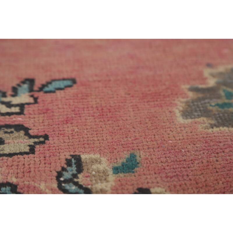 Pink Tabriz Persian Vintage Area Rug Hand-Knotted Wool Carpet - 6'6" x 10'4"