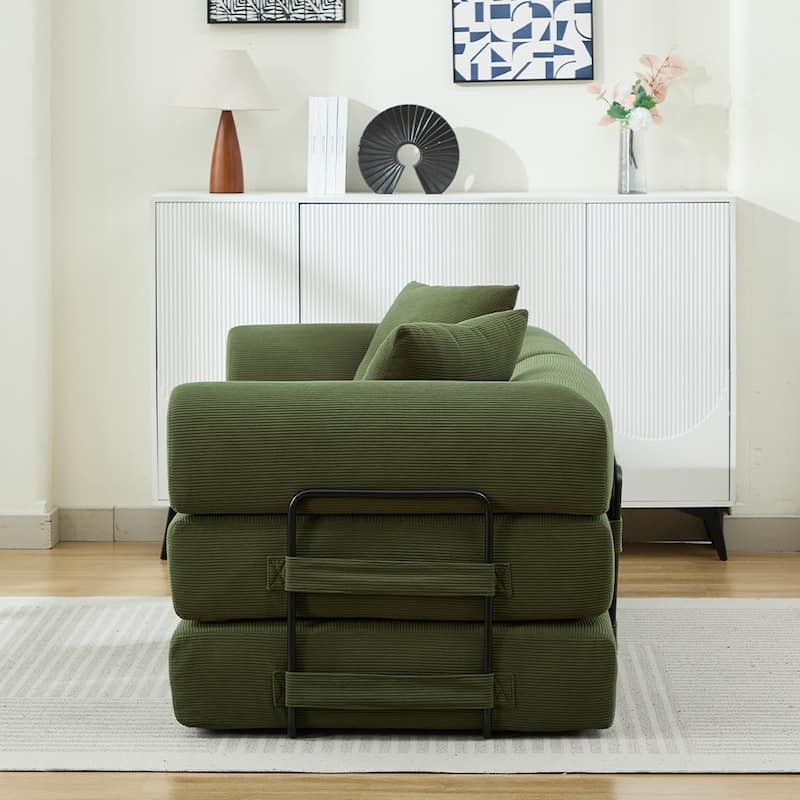 Folding Upholstered Sofa Bed, 78.5" Convertible Sleeper Sofa Bed with 2 Pillows, Fold Out Loveseat Couch, Futon Couch