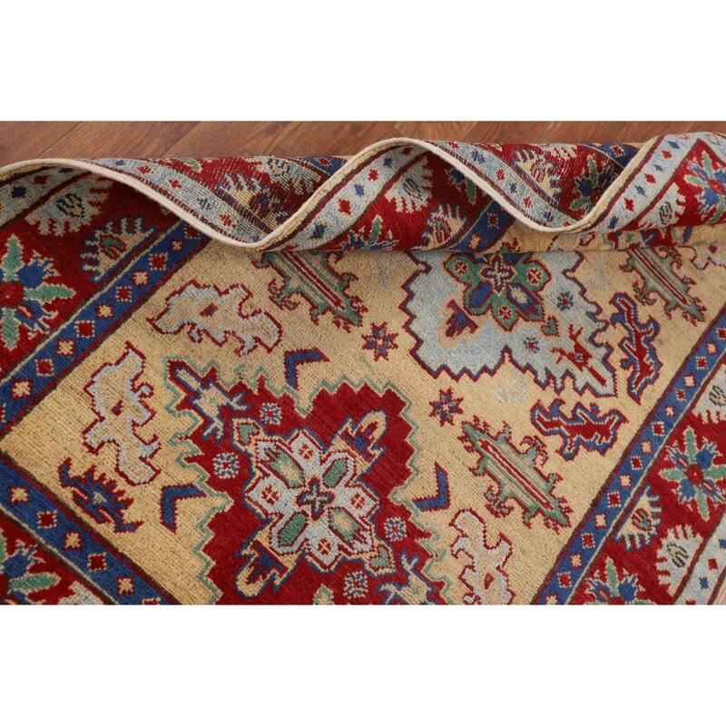 Geometric Kazak Accent Rug Handmade Traditional Wool Carpet - 3'3" x 5'1"