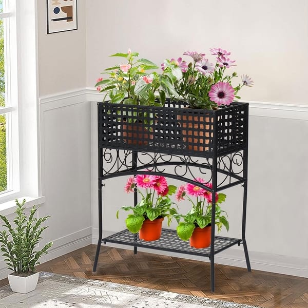 2-Tier Heavy Duty Metal Plant Stand, Potted Multiple Flower Pot Holder Plant  Shelf Indoor Outdoor Planter Display Shelving - Bed Bath & Beyond - 40040701
