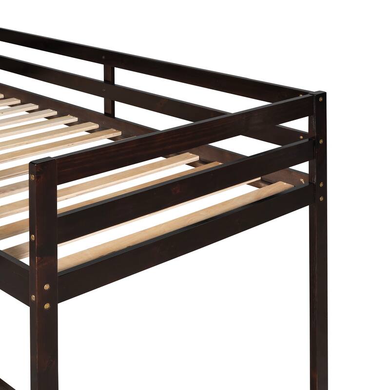 Twin Size Loft Bed with Slide & Ladder, Multifunctional Design in Espresso Finish