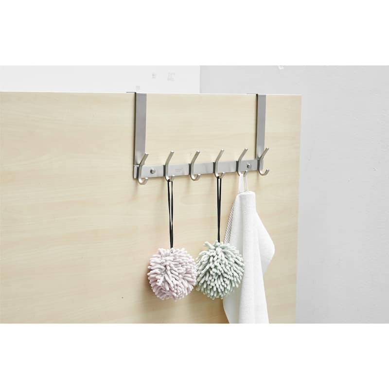 Bathroom Brushed Nickel Wall Mounted Towel Bar Holder Robe Hook - Silver