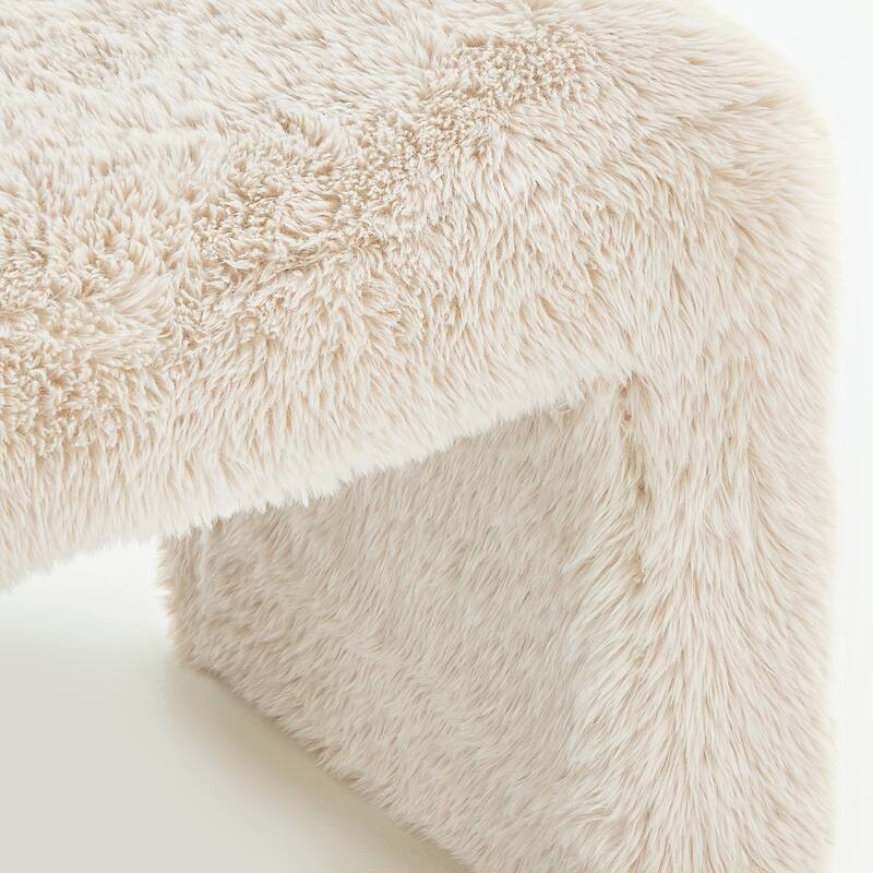 Roundhill Furniture Zorya Faux Fur U-Shaped Ottoman, Set of 2