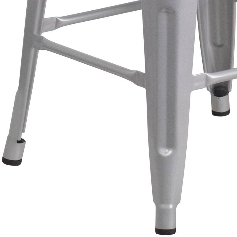 4 Pack 30" High Backless Metal Barstool with Square Wood Seat