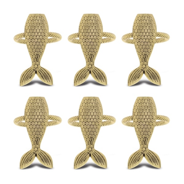 KitchaBon Mermaid Gold Napkin Rings for Table Decor Set of 6 2.25 x 1 x 1.65 inches On Sale Bed Bath Beyond 36152548
