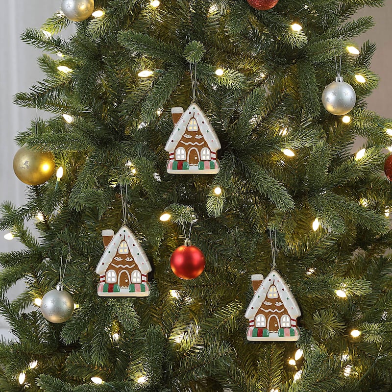 Set of 3 Nostalgic Ceramic Ornament - Gingerbread House