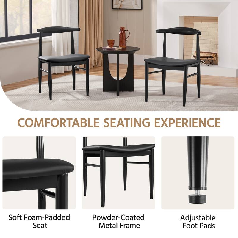 Yaheetech Armless Dining Chairs with Backrest Metal Legs- Set of 2