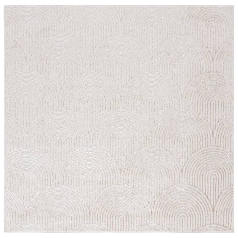 SAFAVIEH Maya Wiwi Modern Contemporary Rug - 6'7" Square - Ivory/Beige