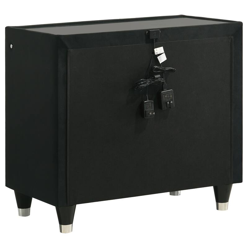 Lorient 2-drawer LED Nightstand with USB Black