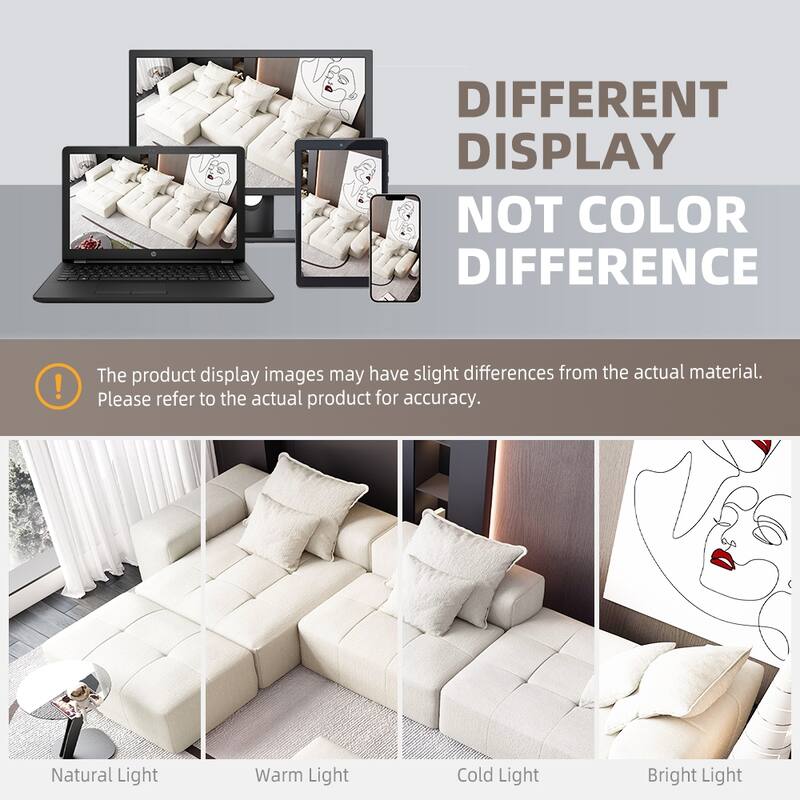 184.25" Oversized Modular Sectional Sofa Chenille Fabric Soft Cushion Sofa with 6 Pillows,No Assembly Required