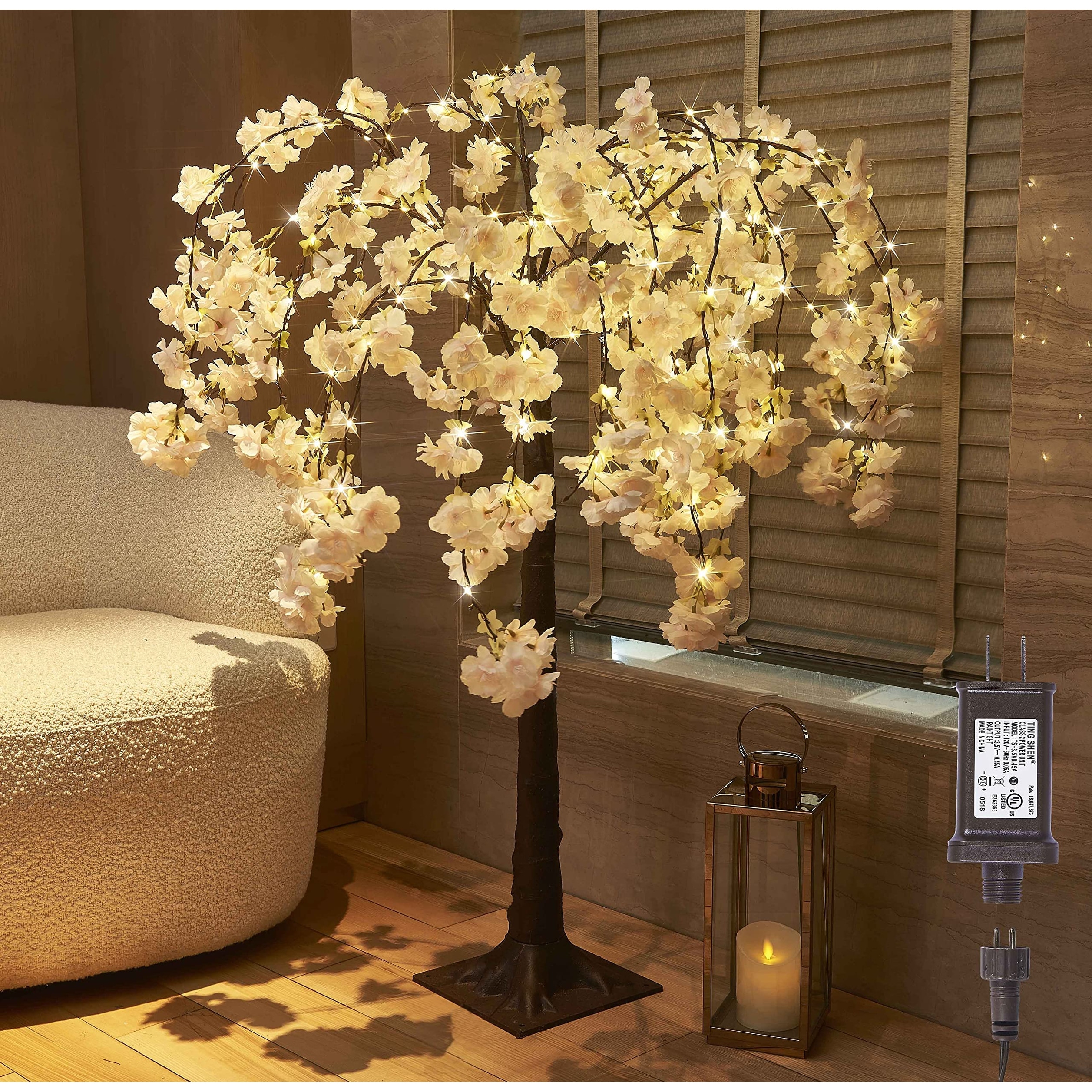 4FT Lighted Tree with Cherry Blossom 180 Fairy Lights Pink Flower Faux Tree for Indoor Outdoor Home Wedding Party Decor Bed Bath Beyond 39149731