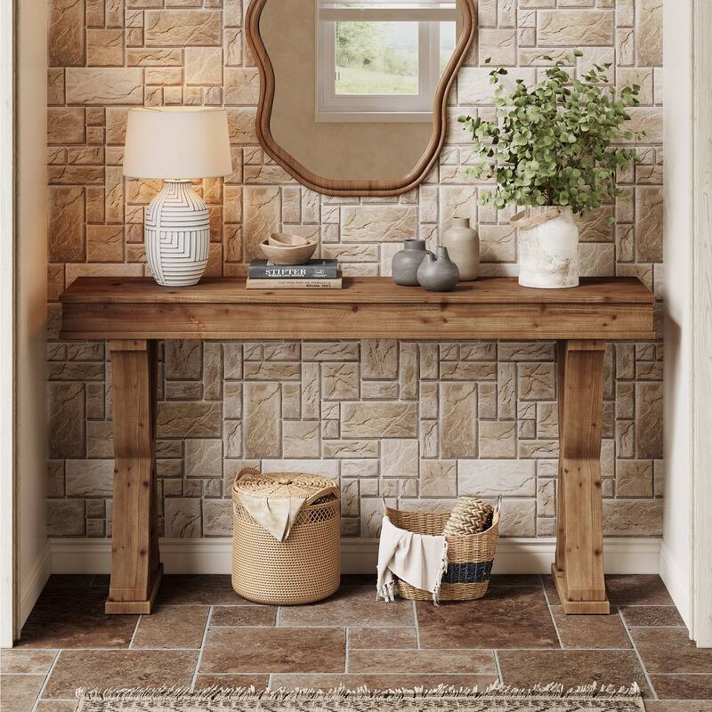 Solid Wood Console Table, Entryway Table, Long Sofa Side Hallway Foyer Table for Living Room
