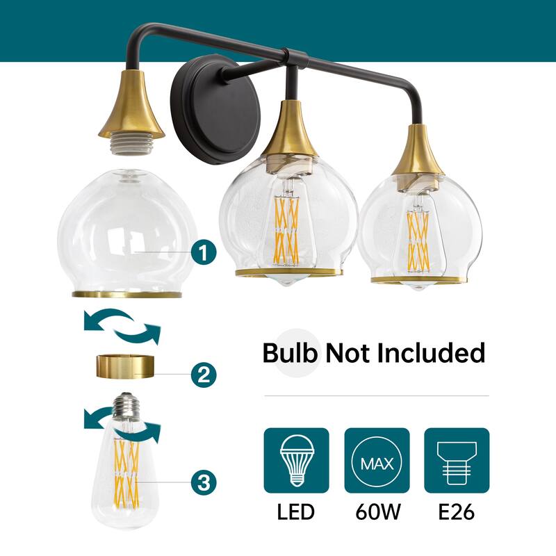 Modern Vanity Lights Dimmable Bathroom Light Fixtures with Glass Shade