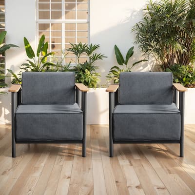 Puffin Metal Outdoor Lounge Chairs with 10-Inch Olefin Cushions (2-Pack)