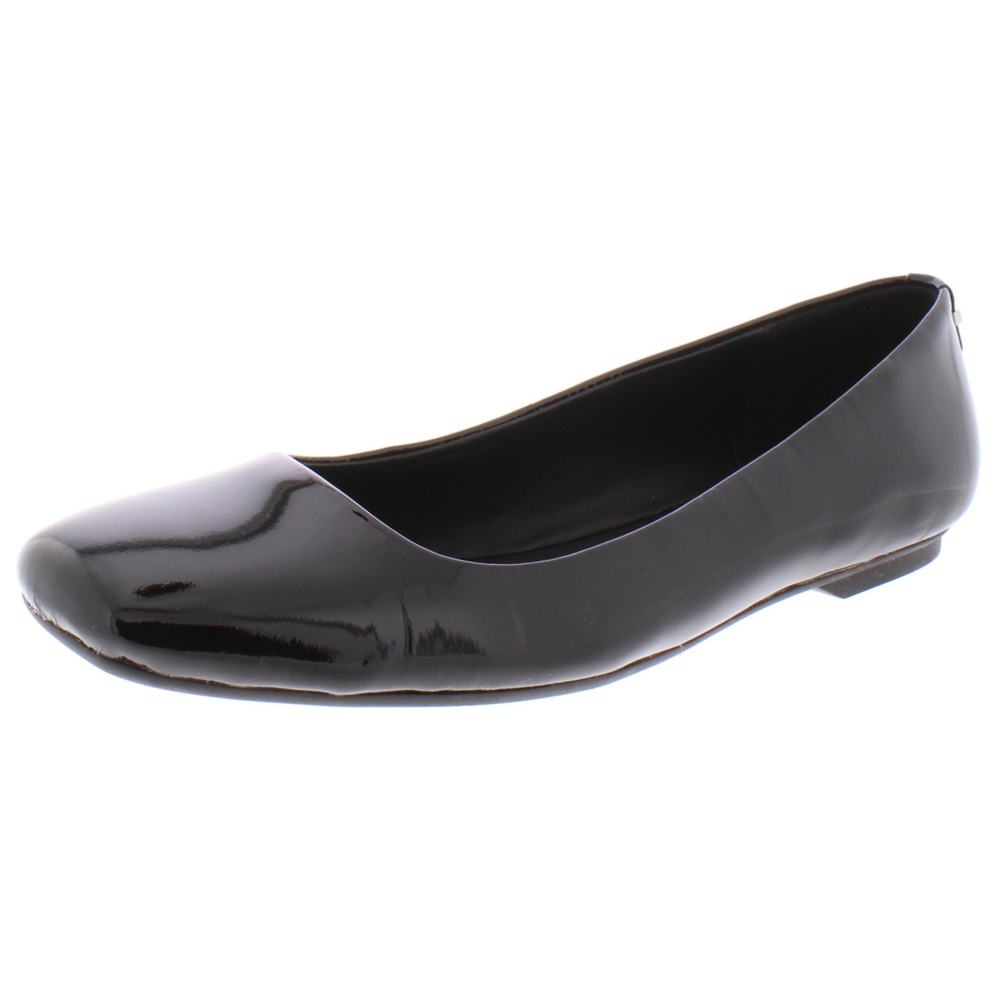 anne klein black patent leather flats