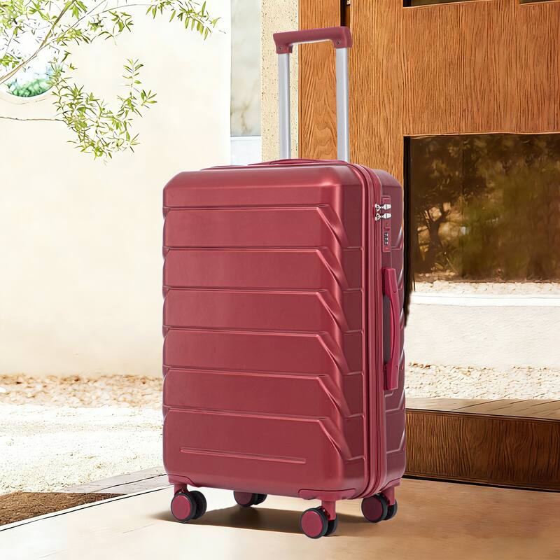 28 Inch Large Checked Luggage, Scratch Resistant Surface Four Multi-Directional Wheels, With Combination Lock and Side Hooks