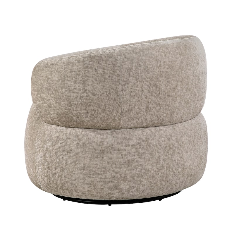 Fremont & Park Rhea 32" Dia Chenille Swivel Chair - 360-Degree Metal Swivel Base
