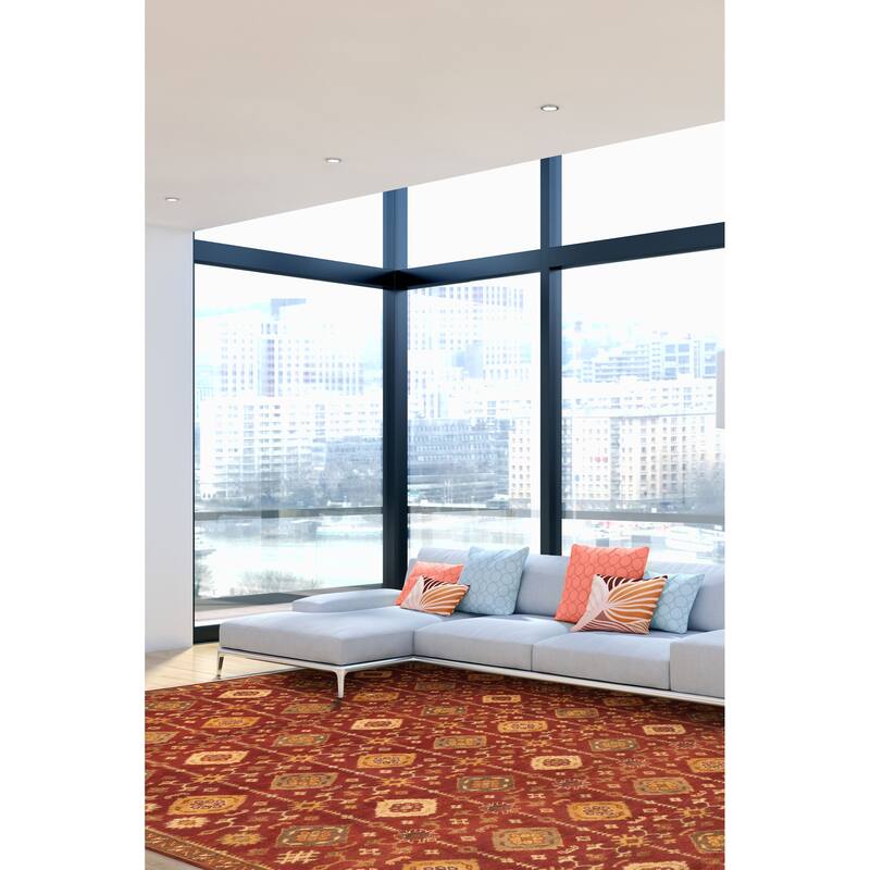 ECARPETGALLERY Hand-knotted Finest Agra Jaipur Dark Red Wool Rug - 8'9 x 11'7