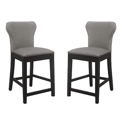 Set of 2 Wooden Counter Height Stool in Grey and Black