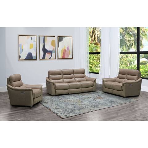 Abbyson Seymor 3 Piece Top Grain Leather Power Reclining Set