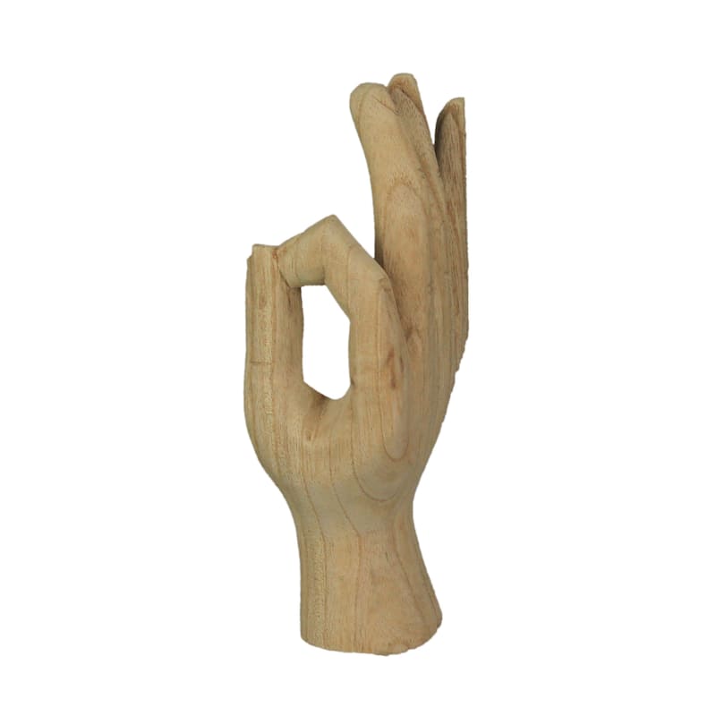 Zeckos Carved Wooden A-Ok Hand Gesture Statue 8 Inches High - 8 X 3.25 X 2.25 inches
