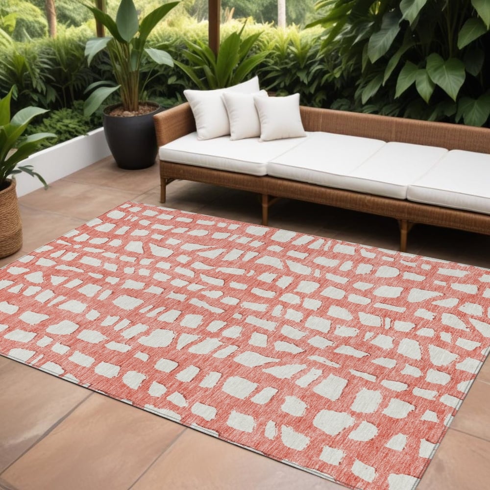 HomeRoots Abstract Transitional Rectangle Outdoor Rug