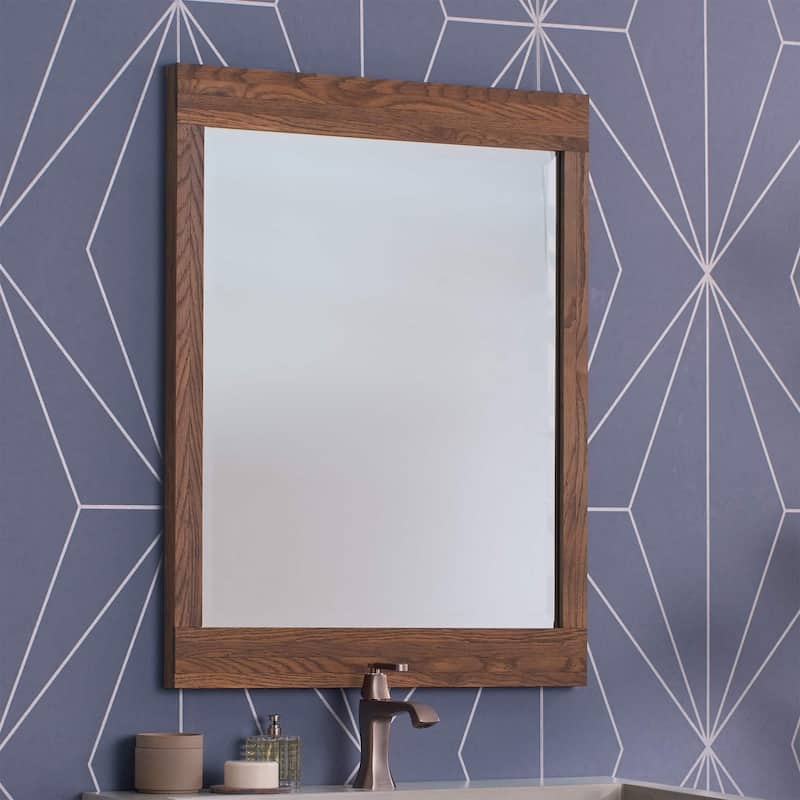 Winemaker Reclaimed Wood Beveled Glass Mirror - Small - Cask Oak