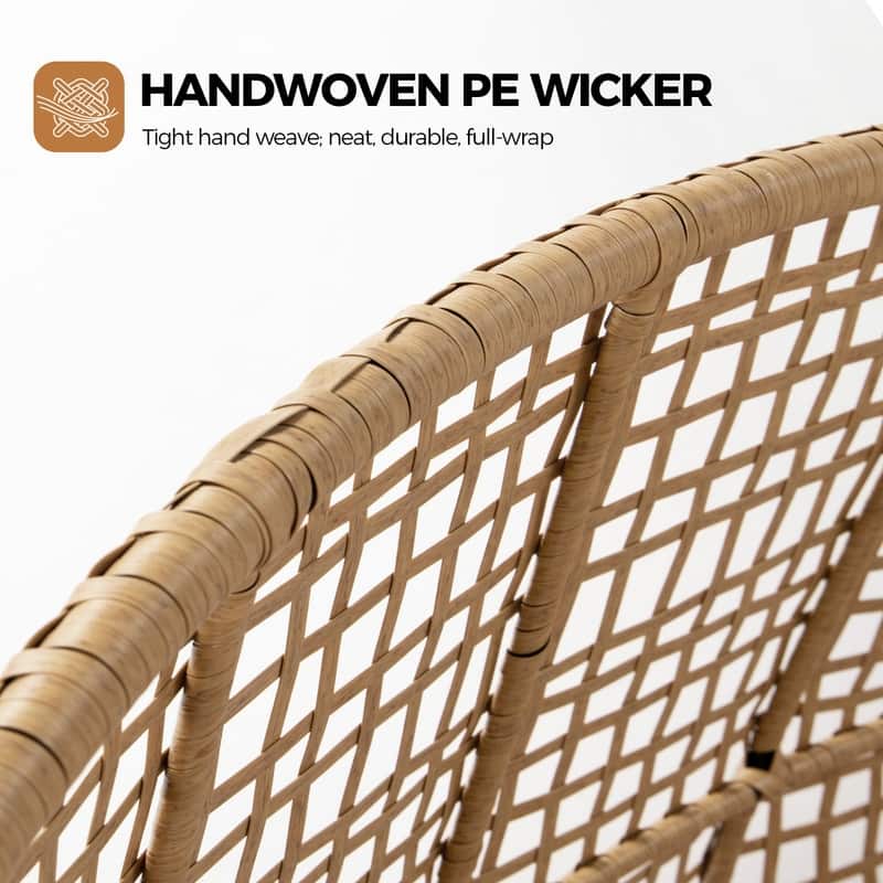 FINCATI 2-Person Indoor/Outdoor Wicker Egg Chair Loveseat, 57.1-in Wide, 6.5-in Cushion, 680-lb Capacity