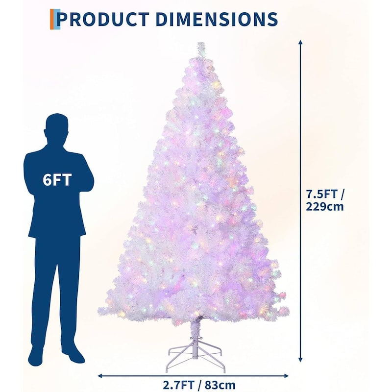 Prelit White Purple Gradient Snow Flocked Christmas Tree, Xmas Tree - N/A