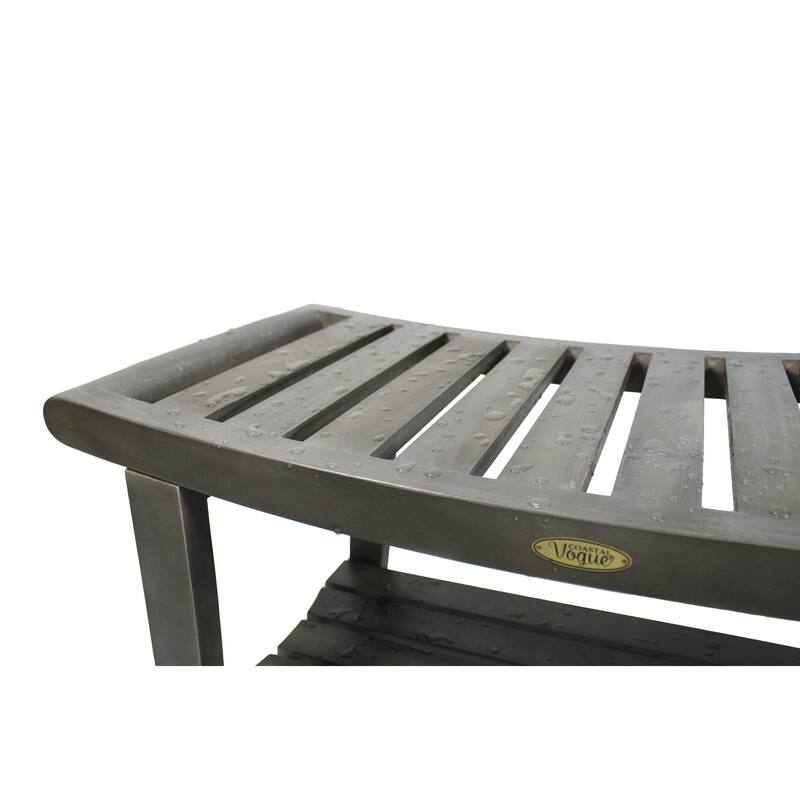 CoastalVogue Harmony Antique Gray 30" Teak Shower Bench, LiftAide Arms