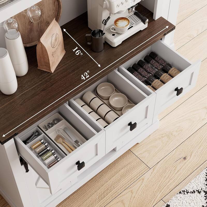 72" Tall Kitchen Pantry Cabinet, Farmhouse Kitchen Hutch Storage Cabinet ，Buffet Sideboard