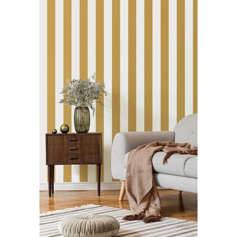 Fine Decor Tavish Mustard Stripe Wallpaper
