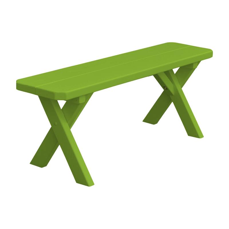 Pine 4' Crossleg Bench - Lime Green