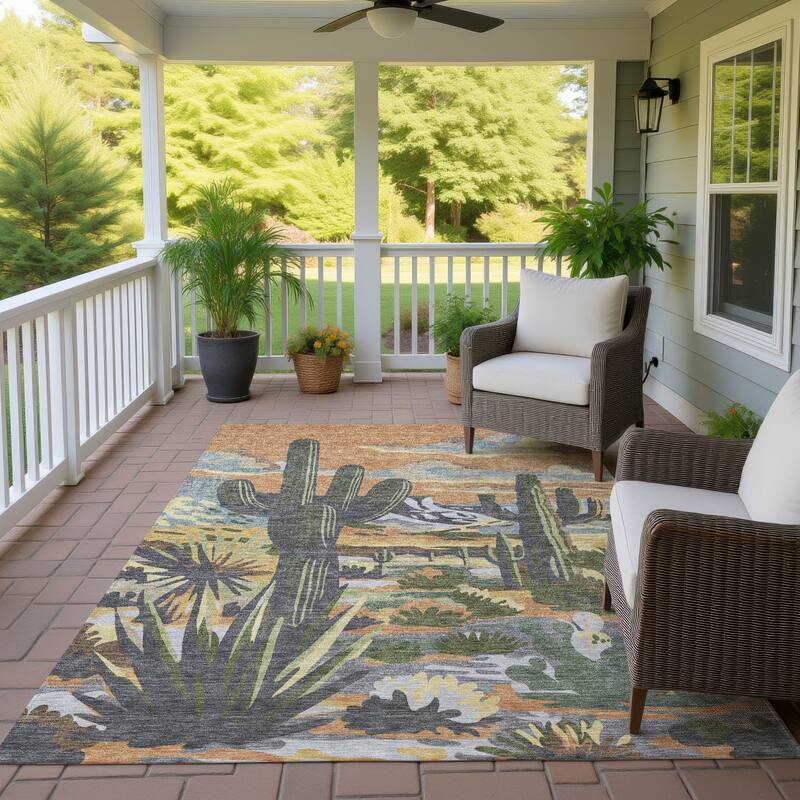 Machine Washable Indoor/ Outdoor Southwestern Mesa Chantille Rug - Copper - 8' x 10'