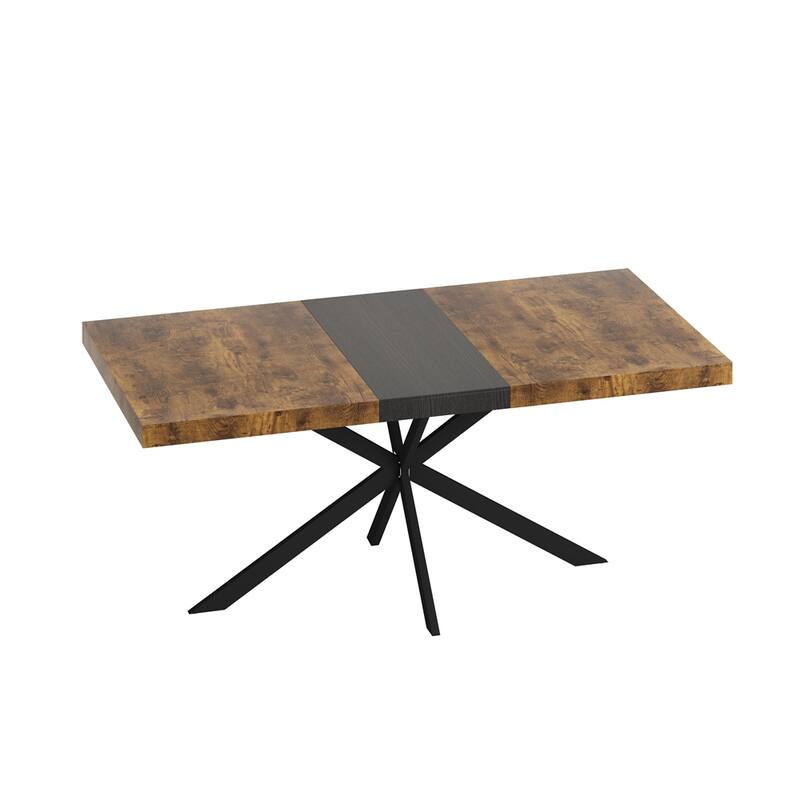 70.86" Retro Rectangular Stretch Dining Table w/ Cross Iron Foot Base