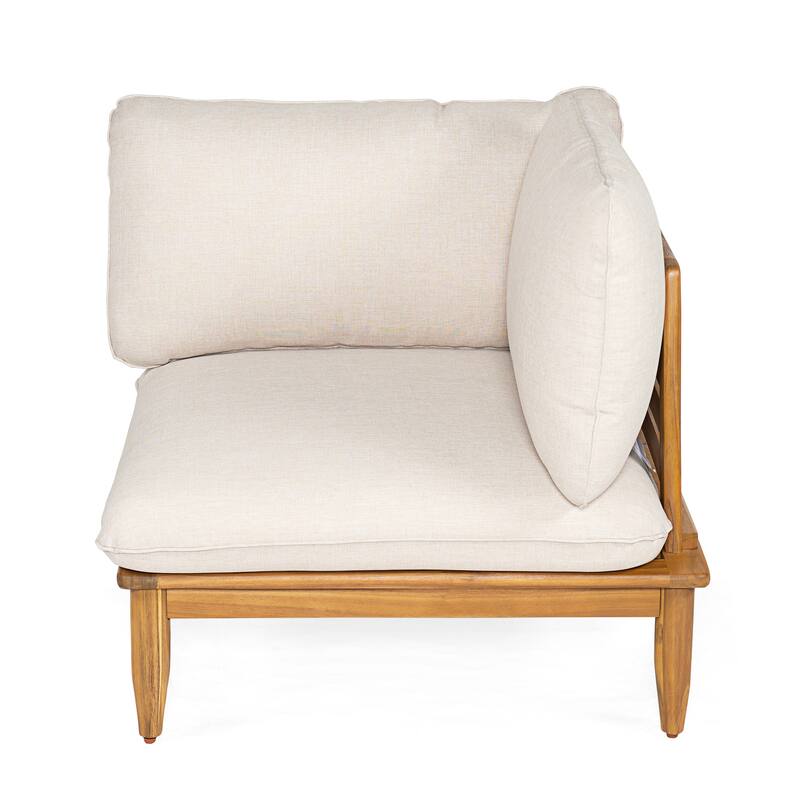 Scott Living Sacova Outdoor Acacia Wood 3-Seater Sofa, Teak Finish Frame with Beige Cushion