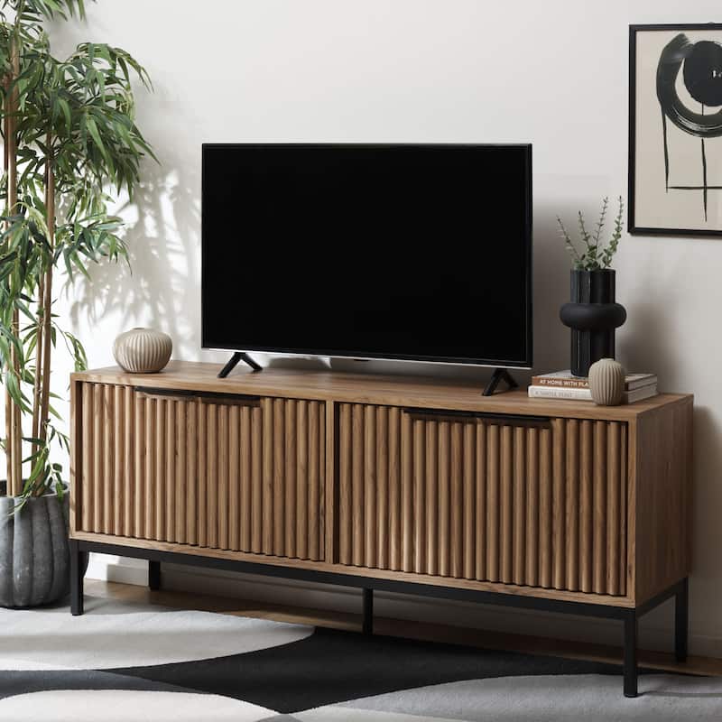 SAFAVIEH Lylia 4-Door Entertainment Media Stand (Fits up to 65" Flatscreen TV) - 60.8 in. x 17.7 in. x 24.6 in.
