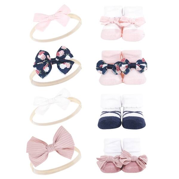 slide 1 of 1, Hudson Baby Infant Girl Headband and Socks Giftset, Blue Blush Floral, One Size - Blue Blush Floral Blue Blush Floral - One Size