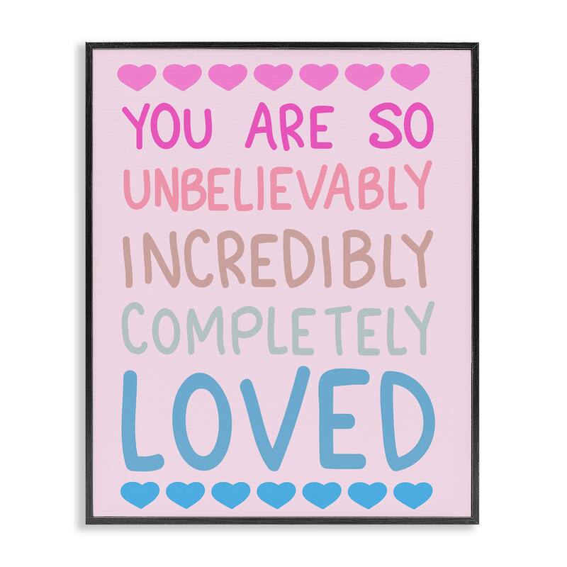 Stupell Incredibly Loved with Hearts Framed Giclee Art Design By Sweet Melody Designs - 16 x 20 - Black
