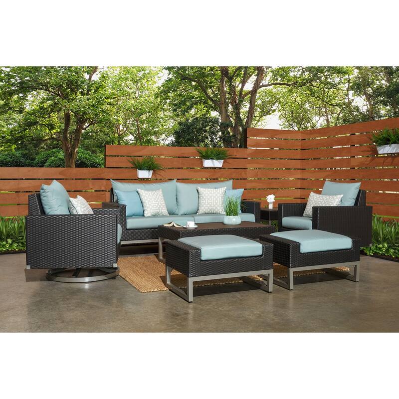 Milo Espresso 7 Piece Sunbrella Outdoor Patio Motion Deep Seating Set